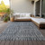 10' X 14' Charcoal And Gray Striped Washable Indoor Outdoor Area Rug
