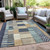 8' X 10' Navy Blue Beige And Ivory Geometric Washable Indoor Outdoor Area Rug