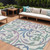 10' X 14' White Purple And Sage Floral Washable Indoor Outdoor Area Rug