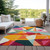 8' X 10' Ivory Orange And Burgundy Geometric Washable Indoor Outdoor Area Rug