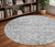 8' Silver Gray And Pewter Round Oriental Washable Indoor Outdoor Area Rug