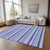 10' X 14' Blue Striped Washable Non Skid Indoor Outdoor Area Rug - 608219270544