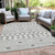 10' X 14' Gray And Ivory Geometric Washable Indoor Outdoor Area Rug - 608219364212