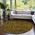 8' Round Chocolate Round Floral Medallion Washable Non Skid Indoor Outdoor Area Rug