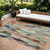 8' X 10' Green Teal Blue And Terra Cotta Abstract Washable Indoor Outdoor Area Rug