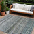 10' X 14' Teal Blue Light Blue And Gray Striped Washable Indoor Outdoor Area Rug
