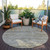 8' Pewter Round Striped Washable Indoor Outdoor Area Rug
