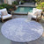 8' Lavender Ivory And Lilac Round Abstract Washable Indoor Outdoor Area Rug
