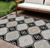10' X 14' Black And Silver Floral Washable Indoor Outdoor Area Rug