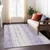 9' X 12' Purple And Ivory Striped Washable Indoor Outdoor Area Rug