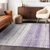 9' X 12' Purple And Ivory Striped Washable Indoor Outdoor Area Rug