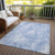 9' X 12' Sky Blue Denim Blue And Ivory Abstract Washable Indoor Outdoor Area Rug