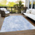 9' X 12' Sky Blue Denim Blue And Ivory Abstract Washable Indoor Outdoor Area Rug