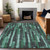 10' X 14' Sage Teal Blue And Emerald Striped Washable Indoor Outdoor Area Rug