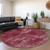 8' Burgundy And Ivory Round Geometric Washable Indoor Outdoor Area Rug - Burgundy, Ivory