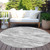8' Silver And Gray Round Abstract Washable Indoor Outdoor Area Rug Transitional Style - Silver, Gray Color