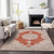9' X 12' Rust And Beige Oriental Washable Indoor Outdoor Area Rug
