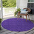 8' Round Purple Round Geometric Washable Non Skid Indoor Outdoor Area Rug