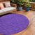 8' Round Purple Round Geometric Washable Non Skid Indoor Outdoor Area Rug