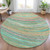 8' Teal Blue Pink And Peach Round Abstract Washable Indoor Outdoor Area Rug