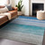 10' X 14' Sky Blue Striped Washable Indoor Outdoor Area Rug