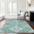 10' X 14' Aqua Teal Blue And Ivory Medallion Washable Indoor Outdoor Area Rug