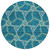 8' Teal Blue And Beige Round Geometric Washable Indoor Outdoor Area Rug