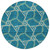 8' Teal Blue And Beige Round Geometric Washable Indoor Outdoor Area Rug