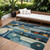 8' X 10' Blue Ivory And Copper Geometric Washable Indoor Outdoor Area Rug