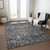 8' X 10' Gray Charcoal And Silver Oriental Washable Indoor Outdoor Area Rug