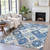 9' X 12' Blue Beige And Sky Blue Southwestern Washable Indoor Outdoor Area Rug