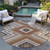 8' Copper Brown And Beige Round Tribal Washable Indoor Outdoor Area Rug