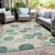 9' X 12' Teal Blue Green And Ivory Geometric Washable Indoor Outdoor Area Rug - Teal Blue, Green, Ivory