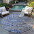 8' Pewter And Blue Round Southwestern Washable Indoor Outdoor Area Rug