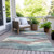 9' X 12' Teal Blue And Plum Abstract Washable Indoor Outdoor Area Rug