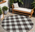 8' Black And Gray Round Plaid Washable Indoor Outdoor Area Rug