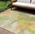 10' X 14' Green And Yellow Abstract Washable Indoor Outdoor Area Rug