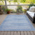 9' X 12' Sky Blue And Ivory Striped Washable Indoor Outdoor Area Rug - Sky Blue, Ivory