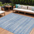9' X 12' Sky Blue And Ivory Striped Washable Indoor Outdoor Area Rug - Sky Blue, Ivory