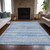 9' X 12' Sky Blue And Ivory Striped Washable Indoor Outdoor Area Rug - Sky Blue, Ivory