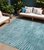 9' X 12' Teal Abstract Washable Non Skid Indoor Outdoor Area Rug Transitional Style - Teal Blue Color