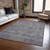 9' X 12' Fern Green And Purple Oriental Washable Indoor Outdoor Area Rug