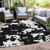 8' X 10' Black And Ivory Abstract Washable Indoor Outdoor Area Rug Transitional Style - Black, Ivory Color