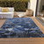 10' X 14' Navy Blue And Denim Blue Floral Washable Indoor Outdoor Area Rug
