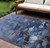 10' X 14' Navy Blue And Denim Blue Floral Washable Indoor Outdoor Area Rug