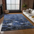 10' X 14' Navy Blue And Denim Blue Floral Washable Indoor Outdoor Area Rug