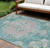 8' X 10' Teal Blue Floral Medallion Washable Indoor Outdoor Area Rug