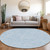 8' Sky Blue And Blue Round Floral Washable Indoor Outdoor Area Rug