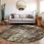 8' Brown Black And Beige Round Abstract Washable Indoor Outdoor Area Rug