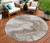 8' Taupe And Silver Round Abstract Washable Indoor Outdoor Area Rug